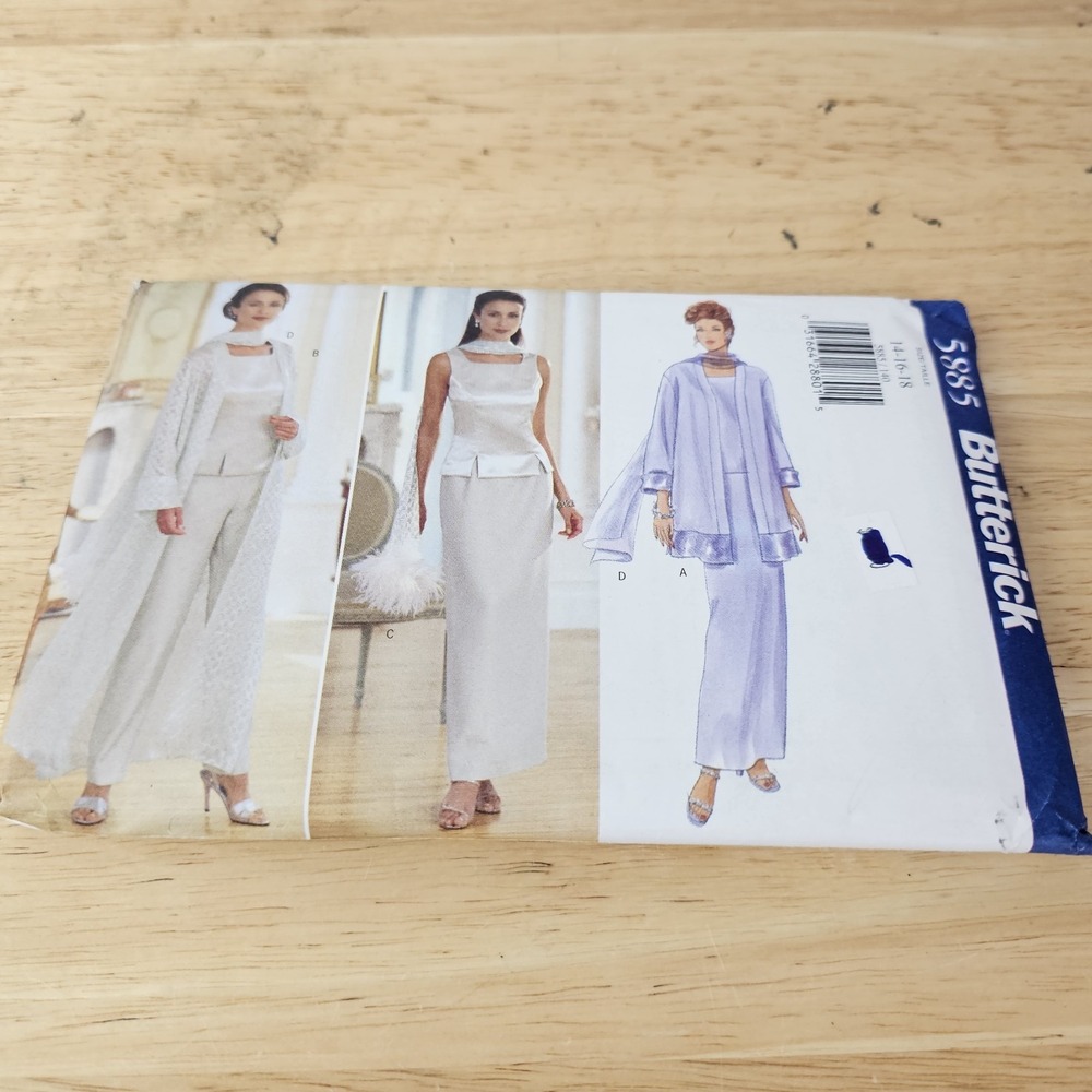 Butterick 5885 Misses Duster Top Skirt, Pants sz 14 16 18 Sewing Pattern
